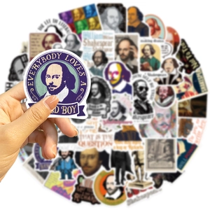 50 αδιάβροχα αυτοκόλλητα William Shakespeare για φορητούς υπολογιστές και κιθάρες