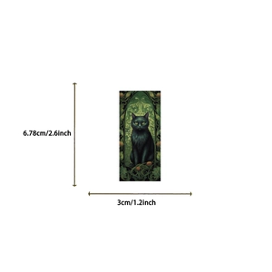 Dimensioni adesivo gatto scuro Art Nouveau: altezza 6,78 cm e larghezza 3 cm in dettaglio