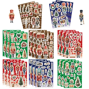 Nutcracker Christmas Decorative Stickers Waterproof PVC Retro Watercolor Illustration For DIY Scrapbooking Journal Laptop Phone Case Decoration