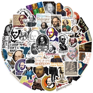 50 αδιάβροχα αυτοκόλλητα William Shakespeare για φορητούς υπολογιστές και κιθάρες