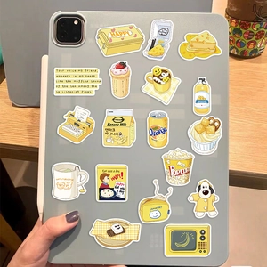 Cute cartoon stickers in INS style for decorating laptops and suitcases with cream tones