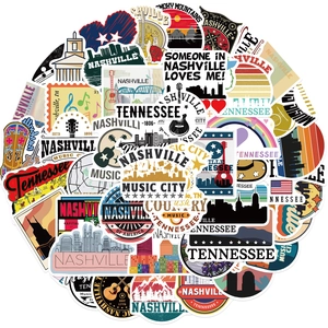 50pcs Nashville Tennessee waterproof vinyl stickers set for laptop luggage DIY decor