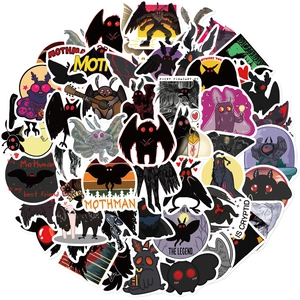 Set of 50 Mothman cartoon stickers for laptop and guitar waterproof vinyl decals