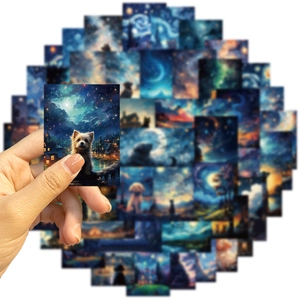 Van Gogh Starry Night dog stickers pack for laptop and DIY guitar decoration