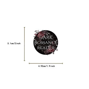 Detailed view of Dark Romance Reader sticker with roses and starry background