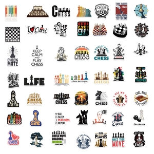 Lot de 50 autocollants de jeu d'échecs imperméables pour ordinateurs et guitares
