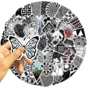 Adesivi graffiti geometrici neri e bianchi per decorazione DIY di laptop e valigie