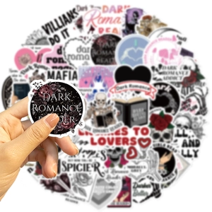 50pcs dark romance reader stickers for laptop and guitar decoration in black and pink