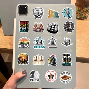 Autocollants de jeu d'échecs en vinyle étanches avec motifs variés sur une tablette