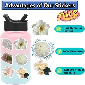 Waterproof vintage floral stickers on bottle with high-definition print quality