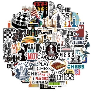 Lot de 50 autocollants de jeu d'échecs en PVC imperméable pour ordinateurs