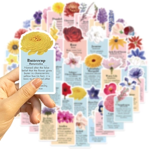 50 adesivi botanici vintage con motivi floreali di ranuncolo e rosa per decorazioni DIY