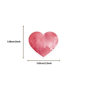 Dimensions du sticker cœur aquarelle : hauteur 5,08 cm et largeur 5,83 cm pour DIY