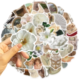 50 pieces of vintage floral stickers for scrapbooking and DIY decoration projects