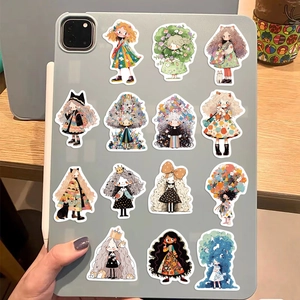 60 pegatinas de niña de dibujos animados para portátil y guitarra decoración DIY a prueba