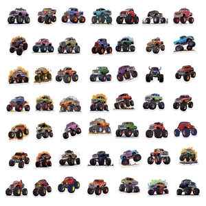 Lot de 50 stickers de camions monstres colorés pour décoration de PC et bagages