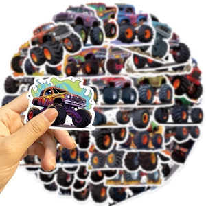 50 autocollants imperméables de monster truck pour ordinateur et décoration graffiti