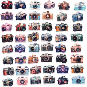 Set of 50 vintage camera graffiti stickers for laptop luggage and guitar DIY decor
