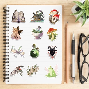 100pcs cottagecore witch stickers for laptop and guitar with magic mushroom and forest designs
