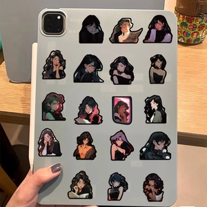 50pcs vintage black border anime graffiti stickers on a laptop with waterproof DIY design