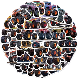 Lot de 50 autocollants graffiti camions monstres colorés pour décorer ordinateurs et valises