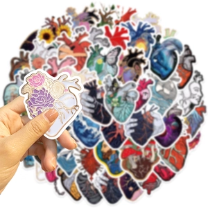 52 pieces of artistic anatomy heart stickers for DIY laptops and guitars