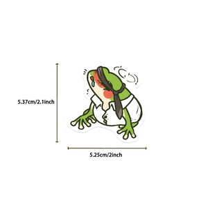 Waterproof cartoon frog sticker for laptop decoration, 2.1 inch size, high-quality DIY decal