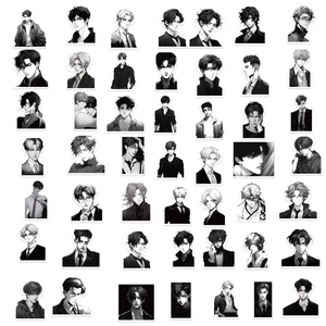 60 pieces of black and white anime boy stickers for DIY decoration on laptops and guitars