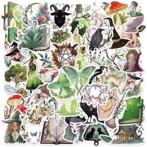 Forest Witch Stickers Vintage Gothic Mushroom Moon Moth Decals Waterproof PVC DIY Stickers For Laptop Guitar Luggage Scrapbooking