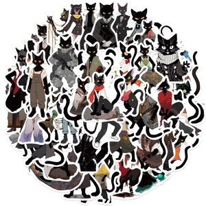 Lot de 50 autocollants de chat noir graffitis imperméables pour ordinateurs et guitares