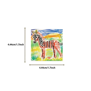 Detailed size view of a 4.44cm square zebra doodle sticker for DIY decoration