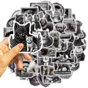 50pcs black and white animal graffiti stickers for DIY laptop and guitar decoration