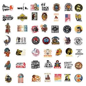 50pcs waterproof welder graffiti stickers for welding theme laptop and luggage DIY decor