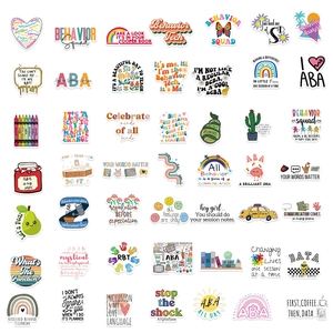 Set of 50 waterproof ABA therapy vinyl stickers for laptop and guitar decoration