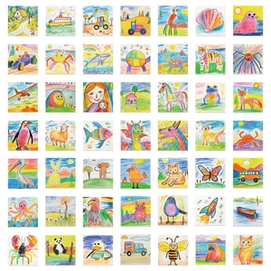 54 waterproof graffiti stickers for kids featuring animals and vehicles in a hand-drawn style