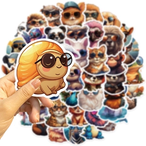 Vibrant waterproof cartoon animal stickers with sunglasses for DIY luggage and laptop decor