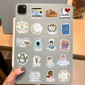 Set di adesivi Jane Austen per iPad e notebook con citazioni letterarie e arte del libro
