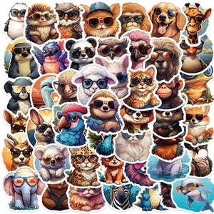 Waterproof Cartoon Animal Stickers Wearing Sunglasses Vinyl Decals For Laptop Luggage Guitar DIY Assorted Decorative Stickers