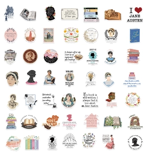 Set di 50 adesivi di Jane Austen per decorare laptop e diari in stile vintage