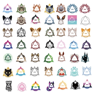 Pack of 50 waterproof Therian cat and wolf stickers for laptop and DIY guitar decor