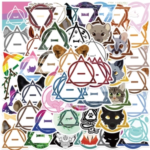 Therian Animal Stickers Theta-Delta Symbol Wolf Cat Fox Waterproof Vinyl Decals For Laptop Guitar Luggage DIY Decoration