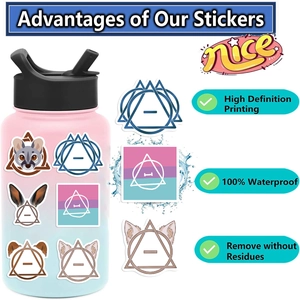 50pcs Therian cartoon stickers for laptop and guitar featuring animal and geometric designs