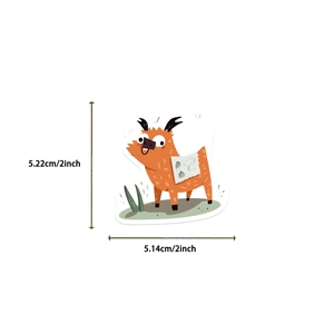 Detailed dimensions of orange cartoon alpaca sticker with 2-inch height and width markings