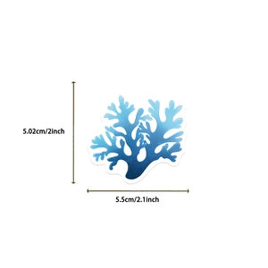Blue coral gradient sticker showing 5.5cm width and 5.02cm height dimensions
