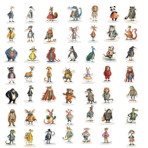 50 pieces of waterproof cartoon animal graffiti stickers for laptops and luggage DIY decor