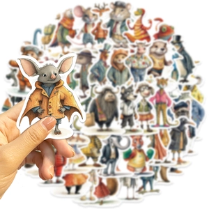 50pcs waterproof cartoon animal stickers for laptop and guitar featuring cute rodents