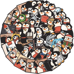 Set of 50 waterproof cartoon penguin stickers for laptops and luggage DIY decoration
