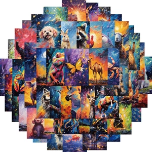 50 kleurrijke galaxy dierenstickers voor laptop en gitaar DIY decoratie