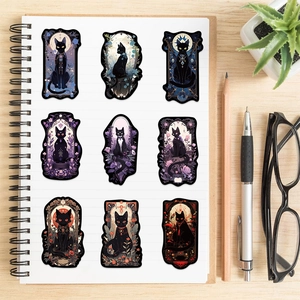 50 pièces de stickers gothiques de chat noir étanches pour ordinateurs et bagages