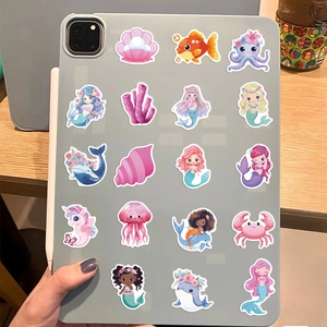 Waterproof Little Mermaid and sea creature stickers set for laptop and luggage decor